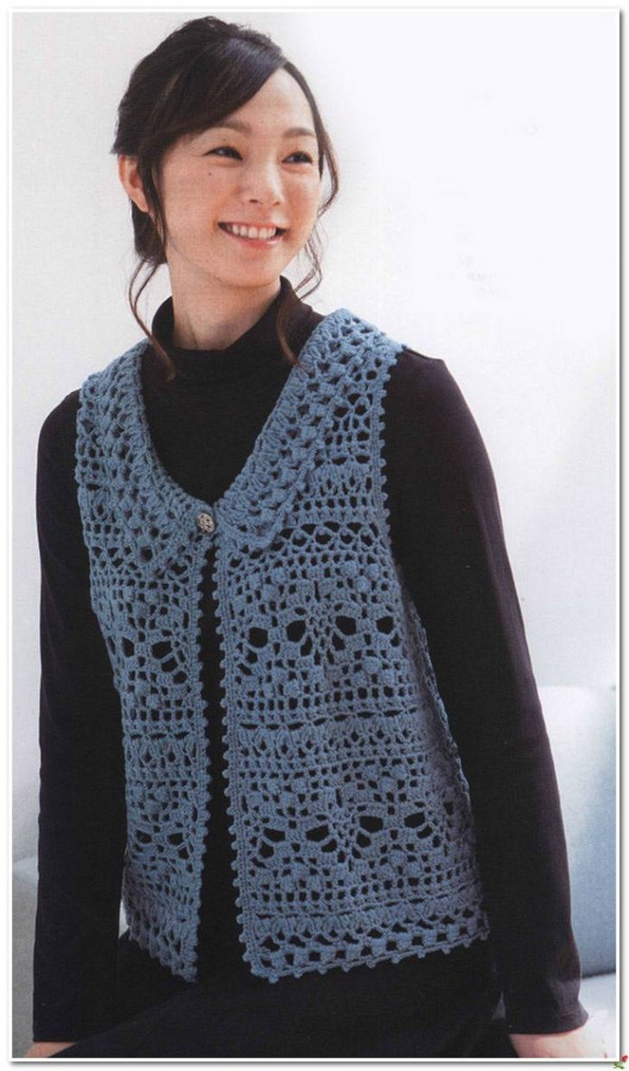 Ажурный жилет крючком