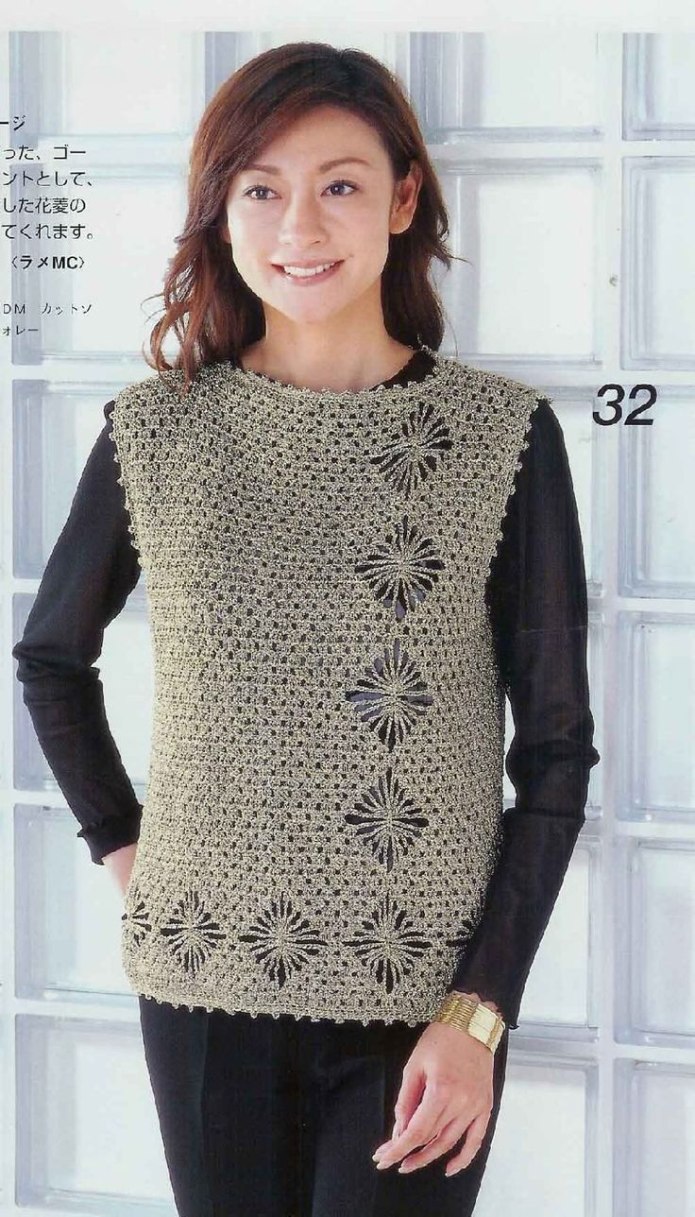 Вязаный ажурный жилет