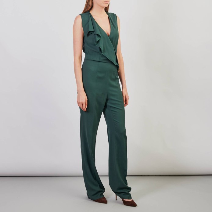 Зеленый комбинезон платье на лямках дисконт