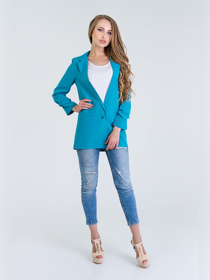 Бирюзовый пиджак женский