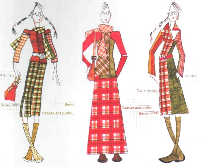 Эскиз современного костюма в русском народном стиле