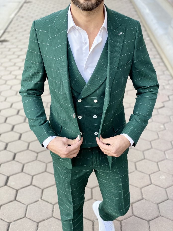 Мужской костюм слим фит серый