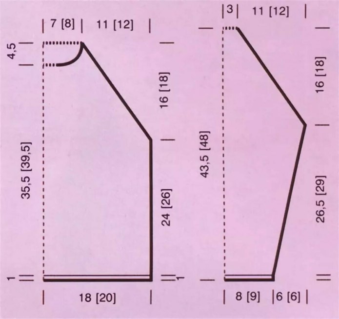 Выкройка свитера для вязания спицами на 2 года