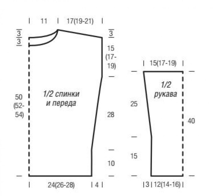 Выкройка свитера для вязания спицами 42 размер