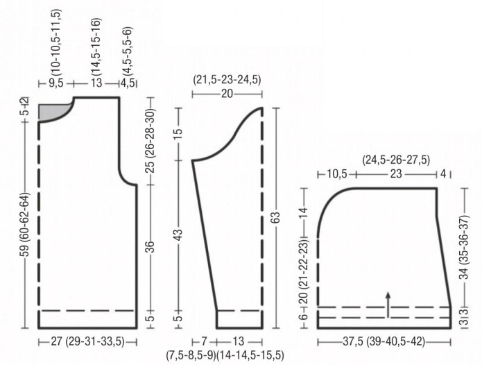 Схема кардигана с шалевым воротником