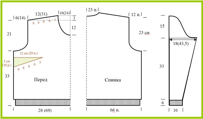 Построение выкройки женского пуловера из трикотажа