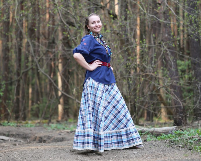 Юбка в клетку в стиле бохо