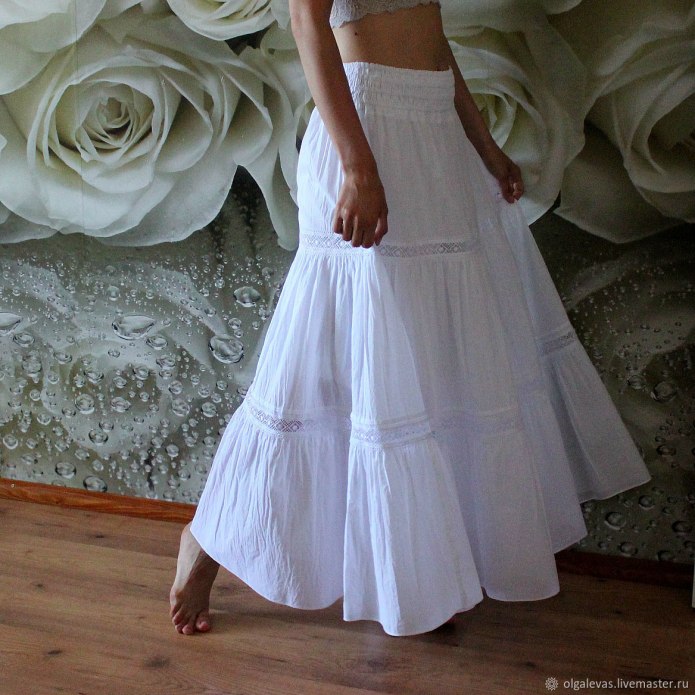 Многоярусная юбка белая
