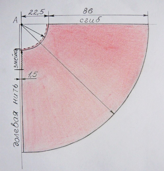 Построение выкройки юбки полусолнце