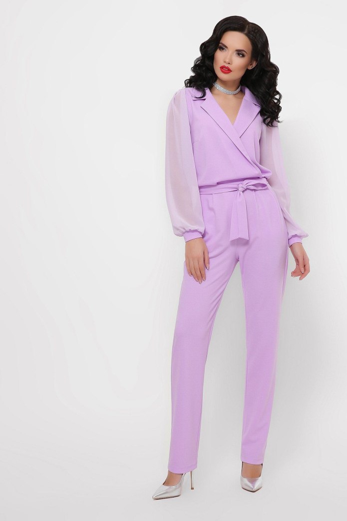 Лавандовый брючный комбинезон женский