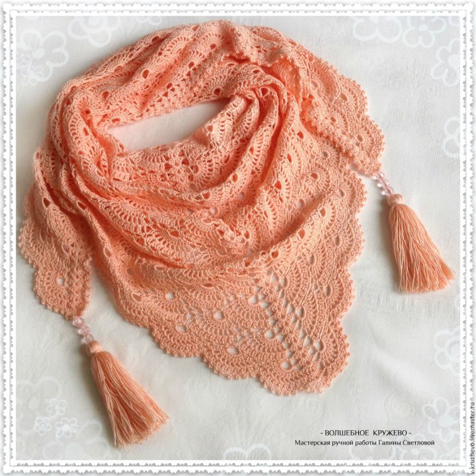 Шаль-бактус Lacy Leaf Shawl.