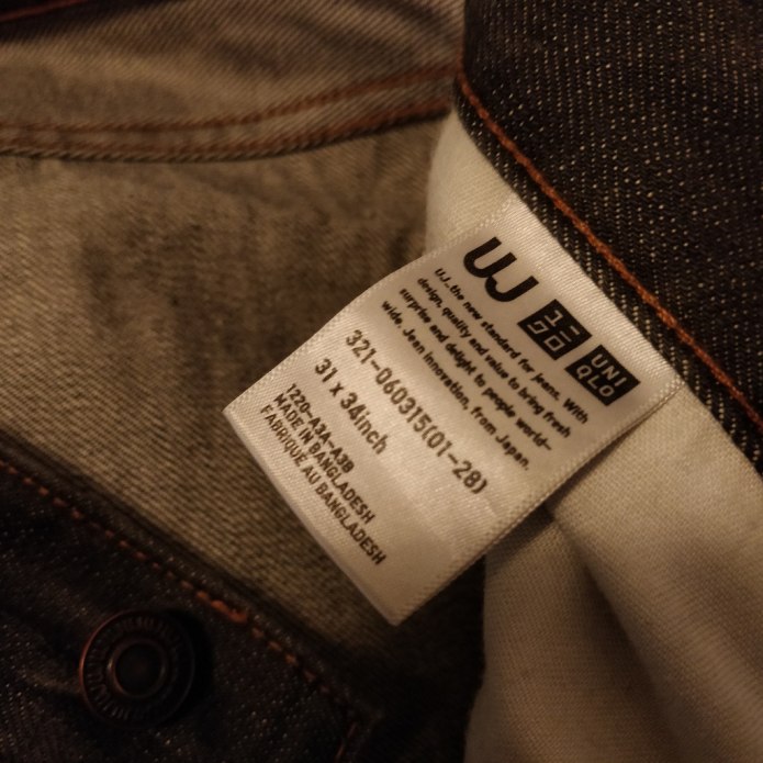 Uniqlo Размерная сетка мужская джинсы