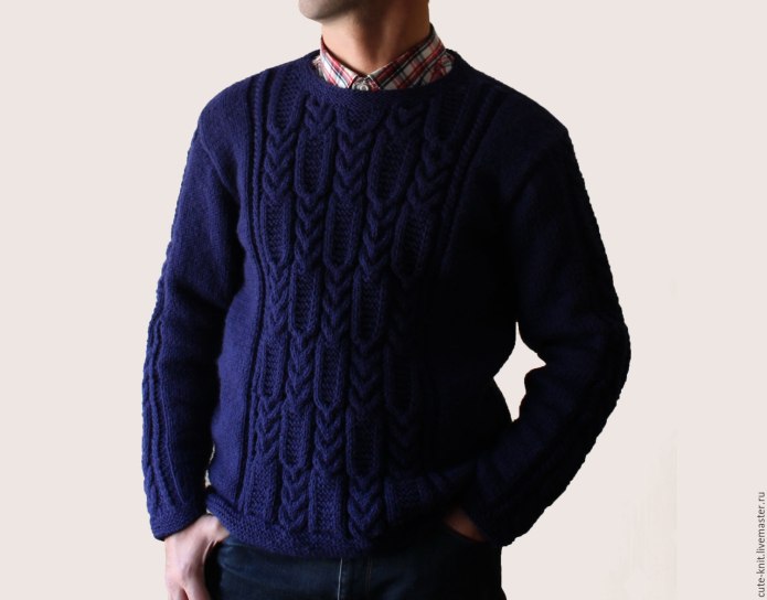 Шерстяной пуловер мужской с короткими рукавами