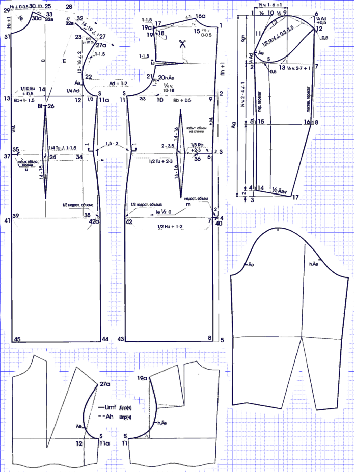 Базовая выкройка платья с рукавом 50 размера