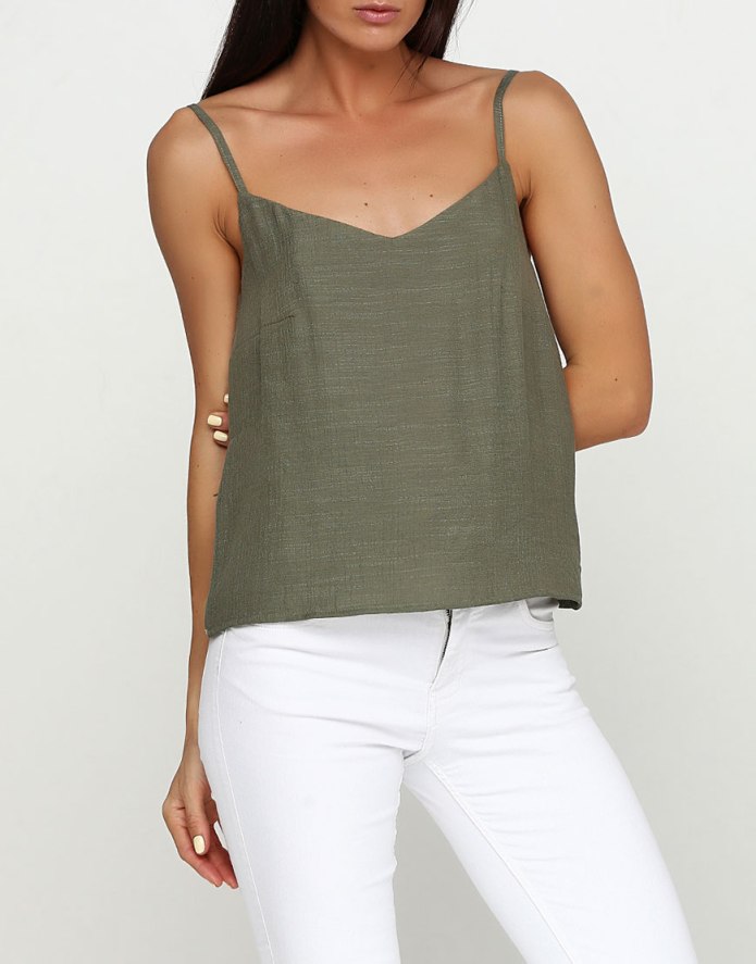 Льняной топ на бретелях