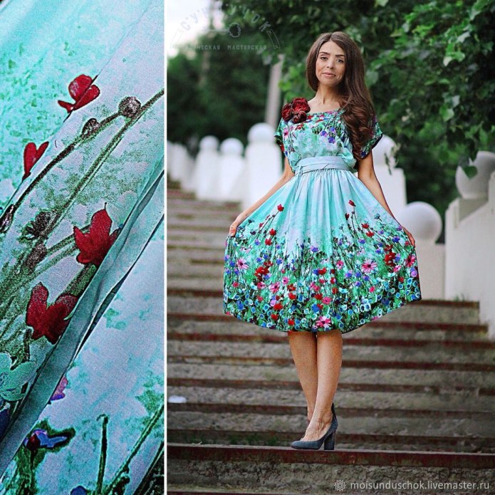 Черное платье в цветочек