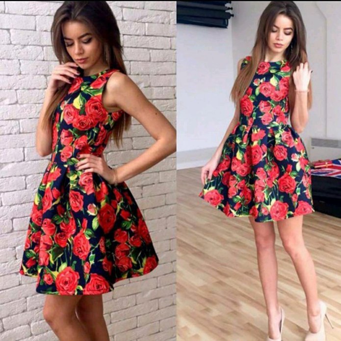 Платье с нашитыми цветами