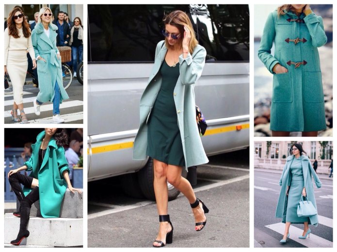Сочетание с бирюзовым пальто