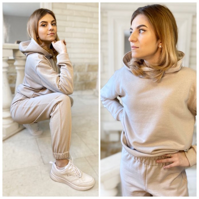 Бежевый спортивный костюм женский