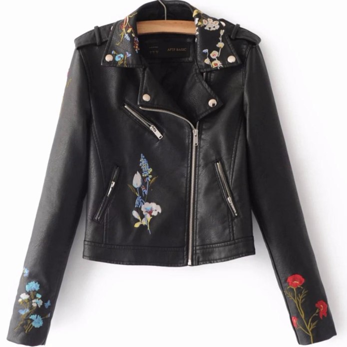 Кожаная косуха Maje с вышивкой