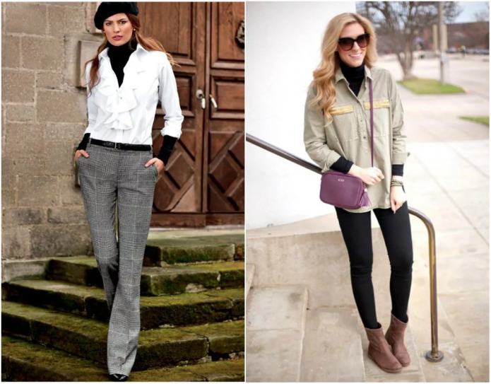 Белая рубашка с водолазкой