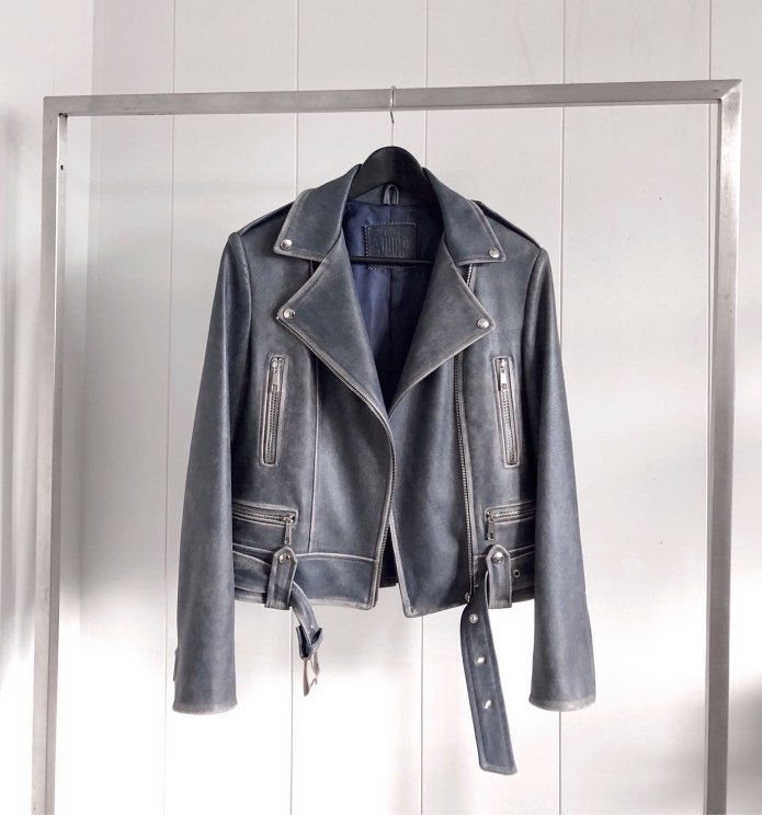 Acne Studios Leather Biker Jacket Crinkled