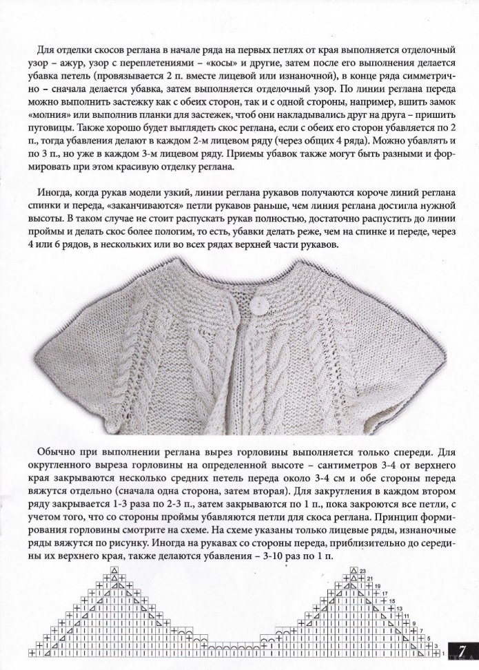 Пллувер реглана снизу с кокеткой спицами