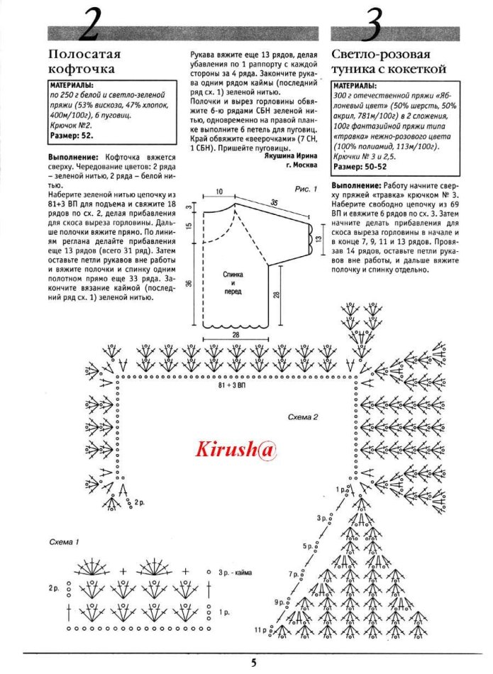 Кофточки крючком реглан сверху со схемами