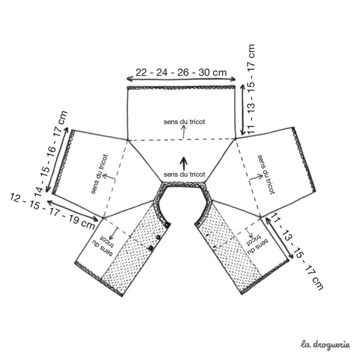 Выкройка вязаной кофты реглан для новорожденного