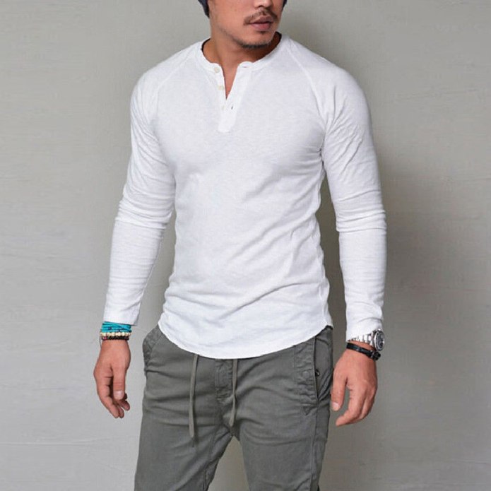 Футболка Хенли мужская с длинным рукавом