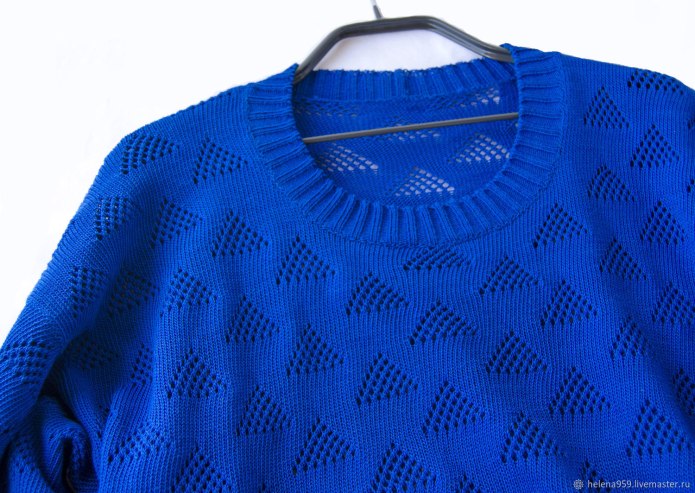 Синий ажурный джемпер