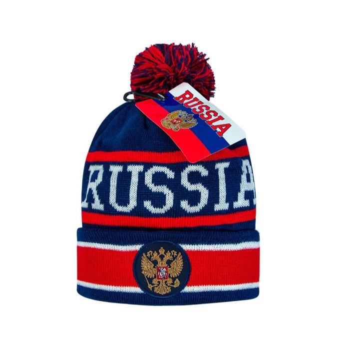 Шапка Russia с помпоном