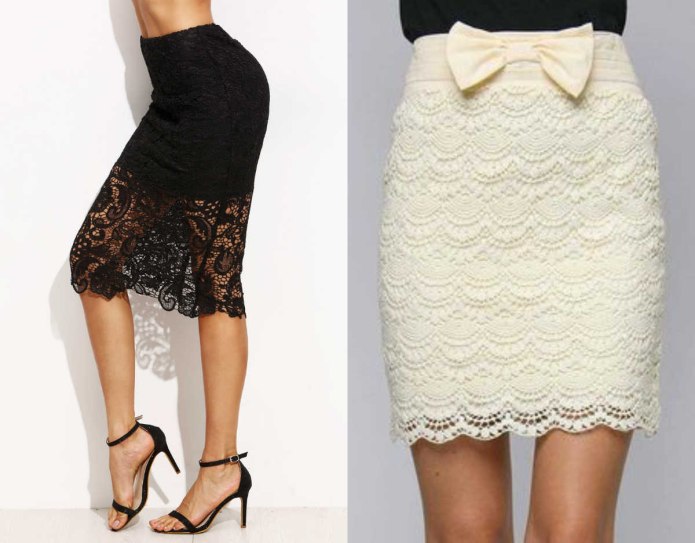 Юбки с гипюром кружевом