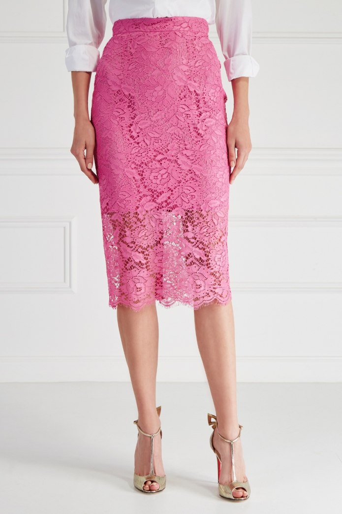 Юбка розовая кружевная