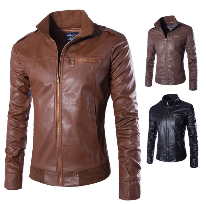 Free shipping ! 2015 Fashion Slim Motorcycle Winter Leather Jacket men brand-Clothing Mens Leather Jackets and Coats m - 3xl