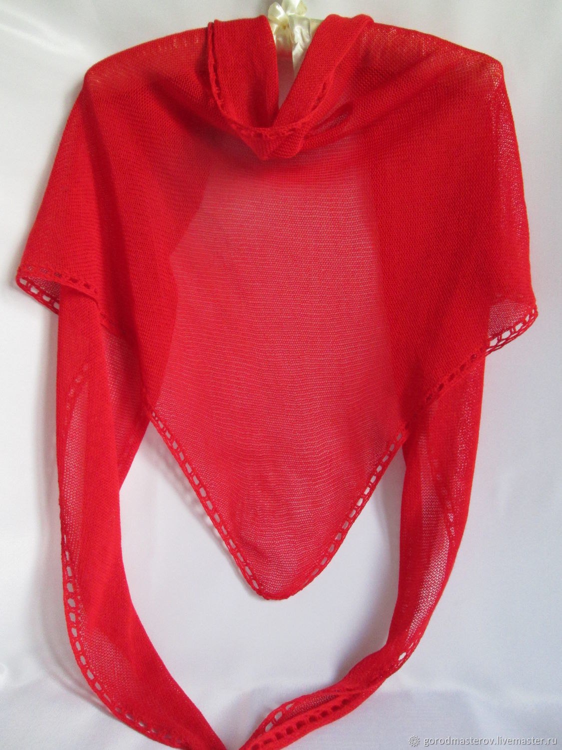 Кумачовый платок. Красная косынка. Красная шаль. Косынка из хлопка. Красный платочек.