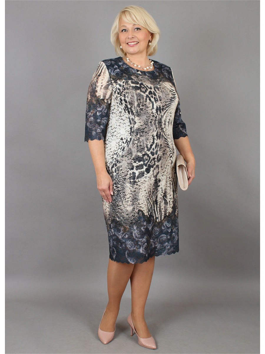 Платье для полных 60 лет. Платья Надин 50 размер. Юбочный костюм Ninele арт: 589548. Пожилая женщина в платье. Платья для женщин 50 лет.