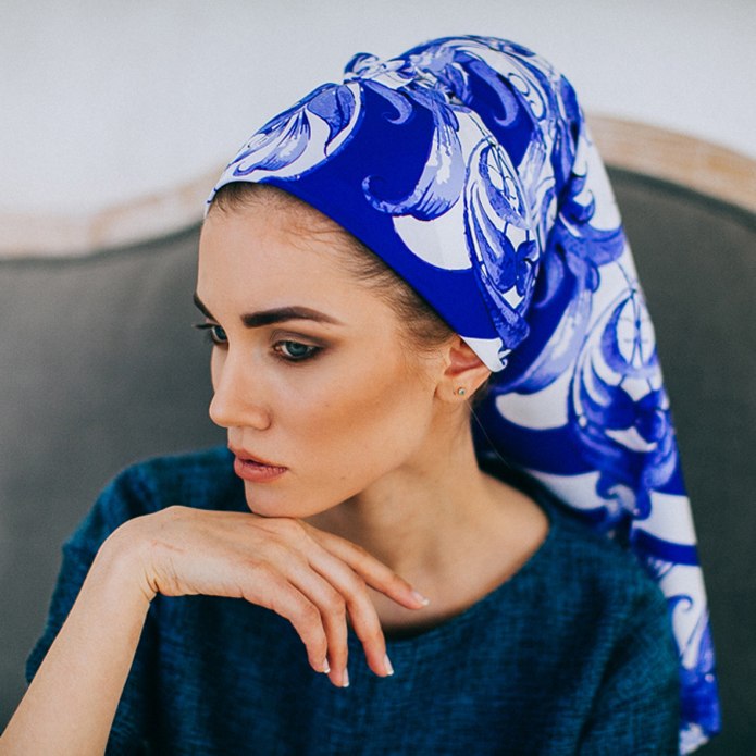 Гжель платок Нина Ручкина