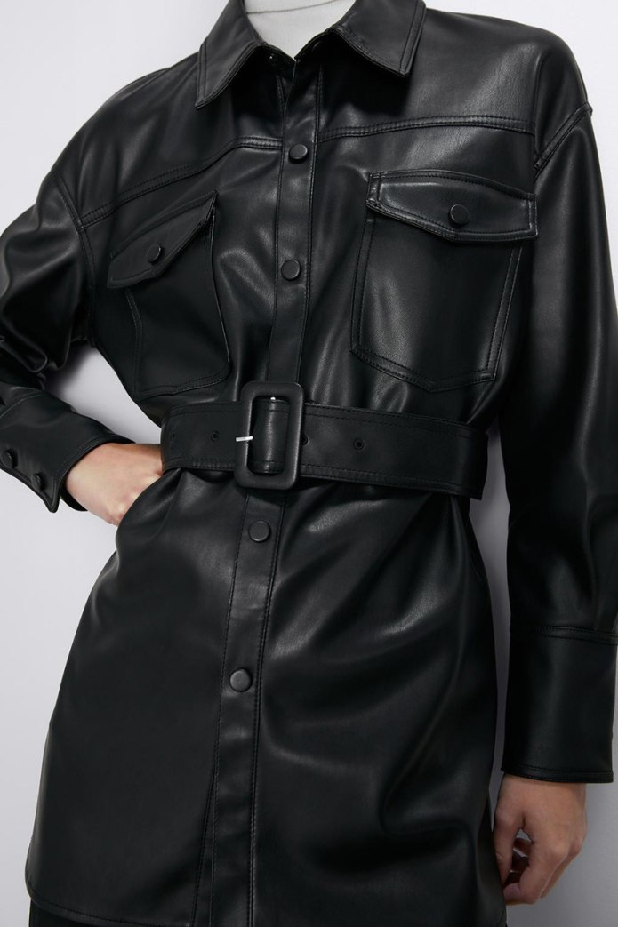 Zara кожаный тренч