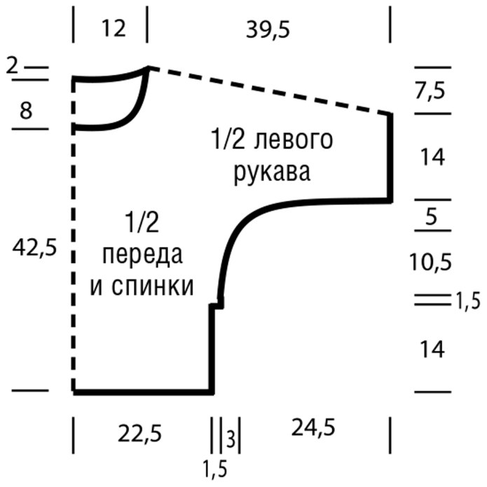 Летучая мышь спицами вязание с низу рукава