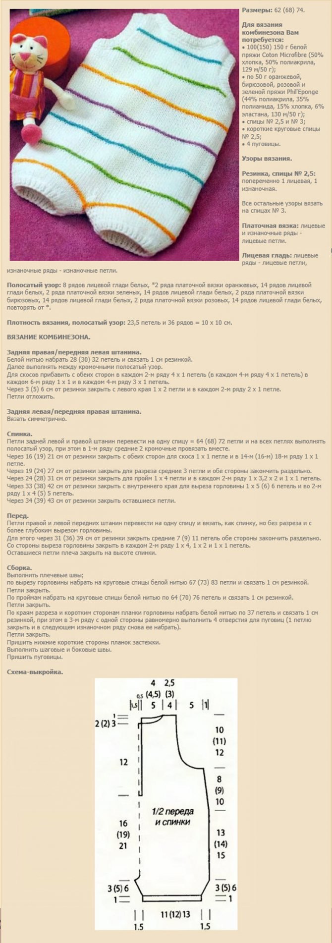 Вязание спицами комбинезона для новорожденных с описанием и схемами