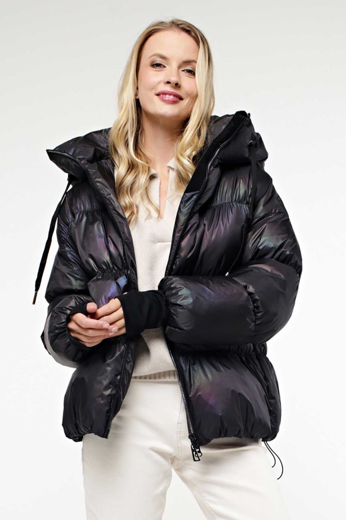 Stradivarius блестящий пуховик женская коллекция черный