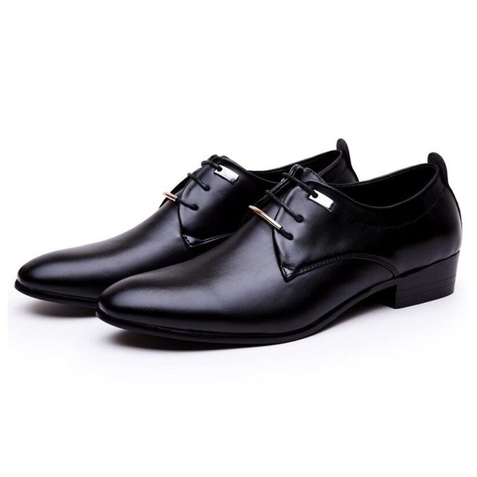 Man Pointed Toe Dress Shoes Mens PU Leather Black Wedding Shoes male Oxford Formal Shoes Plus Size