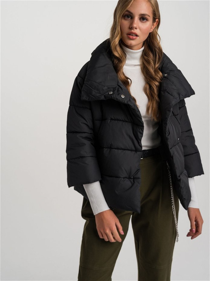 Zara парка хаки капюшон стеганная 2019