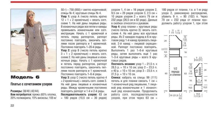 Вязаное платье оверсайз спицами для женщин схемы