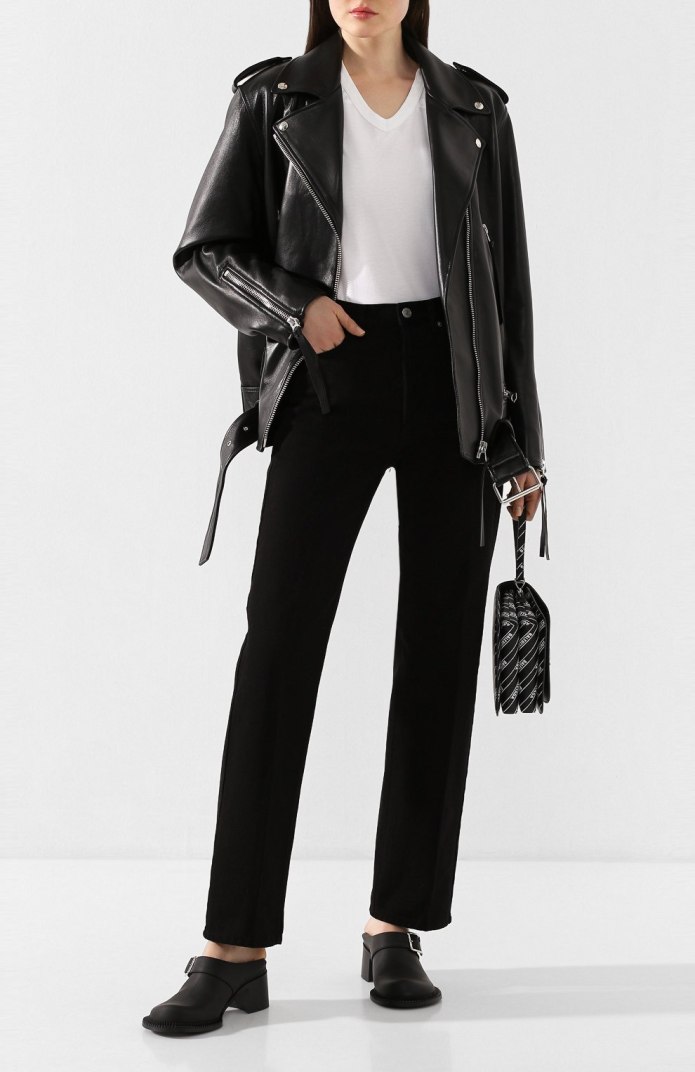 Кожаная куртка черная Lannu acne Studios