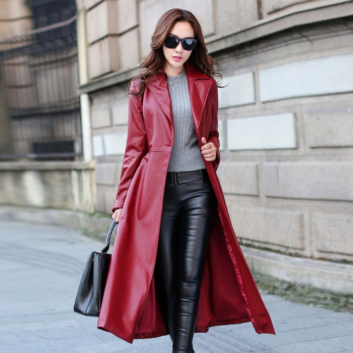 Leather Trench Coat women