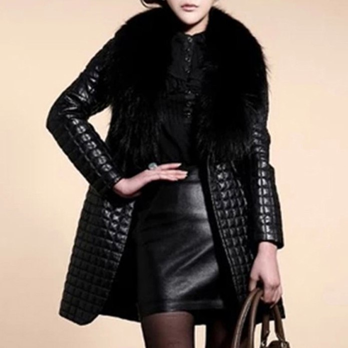 Selin Leather and fur кожаное пальто