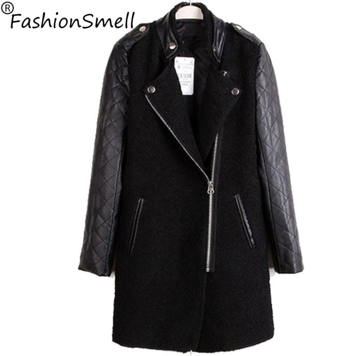 Zara черное кожаное пальто