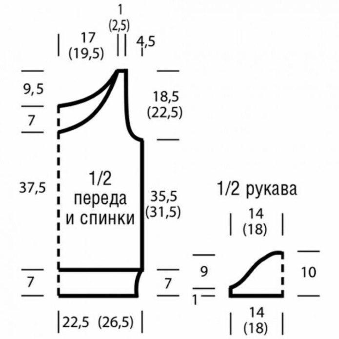 Короткий рукав спицами схема